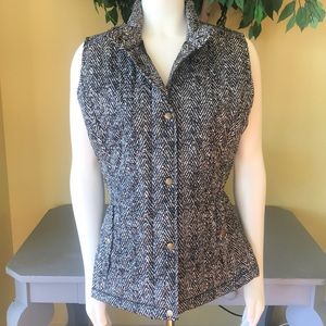 Merona Herringbone Tweed Graphic Print Puffer Vest Size L